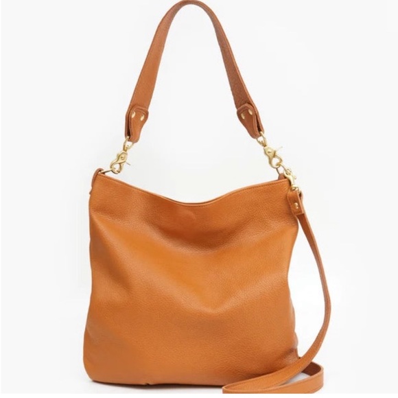 Clare V. Veronique Crossbody Tote Bag Tan Pebble Leather - Picture 8 of 15